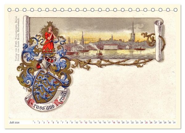 Produktbild: GRUSS AUS REVAL - Estlands Hauptstadt in alten Ansichten (Tischkalender 2026 DIN A5 quer), CALVENDO Monatskalender