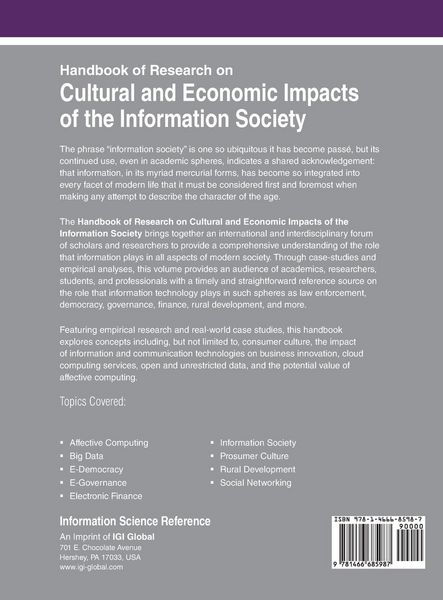 Produktbild: Handbook of Research on Cultural and Economic Impacts of the Information Society