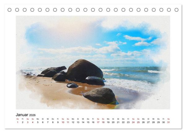 Produktbild: Ostsee Aquarelle (Tischkalender 2026 DIN A5 quer), CALVENDO Monatskalender