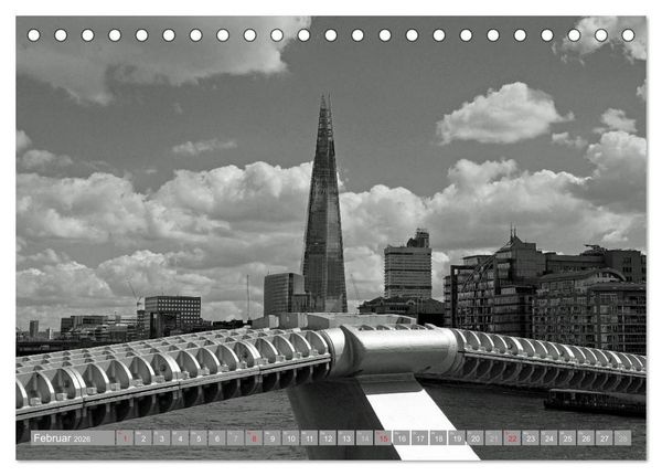 Produktbild: London in Schwarz-Wei&szlig; (Tischkalender 2026 DIN A5 quer), CALVENDO Monatskalender