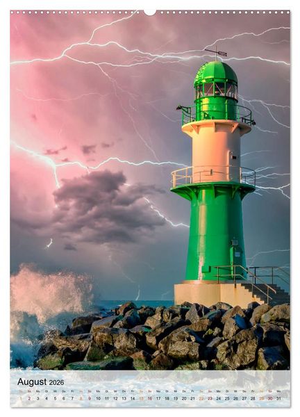 Produktbild: Leuchtt&uuml;rme im Gewitter (Wandkalender 2026 DIN A2 hoch), CALVENDO Monatskalender