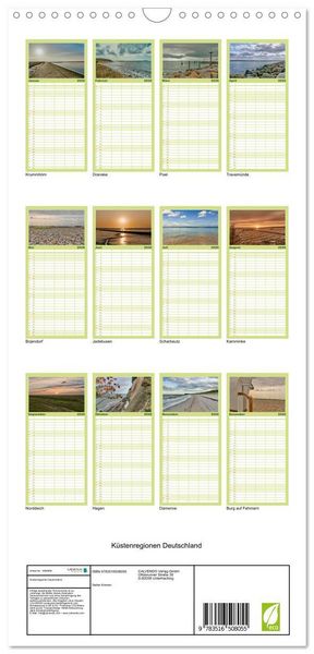 Produktbild: Familienplaner 2026 - K&uuml;stenregionen Deutschland mit 5 Spalten (Wandkalender, 21 x 45 cm) CALVENDO