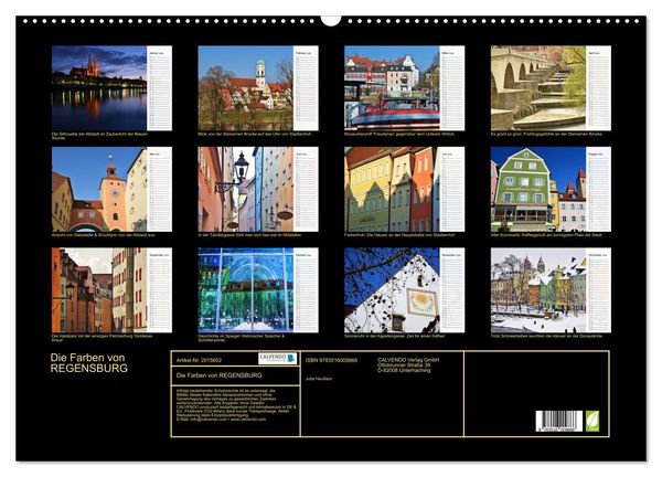 Produktbild: Die Farben von REGENSBURG (Wandkalender 2026 DIN A2 quer), CALVENDO Monatskalender