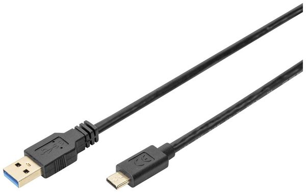 Digitus USB-Kabel USB-A Stecker, USB-C® Stecker 1.00m Schwarz DB-300146-010-S