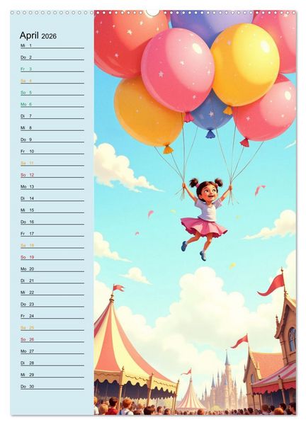 Produktbild: Traumreise ins Abenteuerland - Planer f&uuml;r Kinder (hochwertiger Premium Wandkalender 2026 DIN A2 hoch), Kunstdruck in Hochglanz