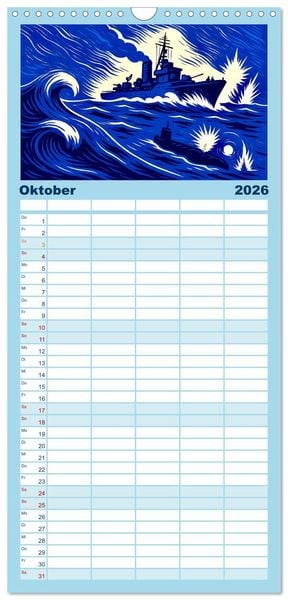 Produktbild: Familienplaner 2026 - Das Meer in der Weltliteratur mit 5 Spalten (Wandkalender, 21 x 45 cm) CALVENDO