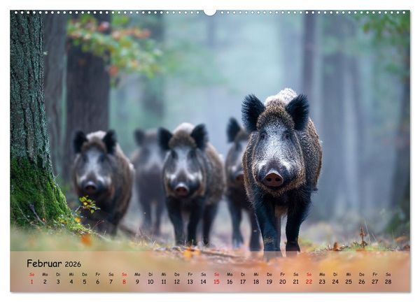 Produktbild: Jagd und Natur - Kalender f&uuml;r J&auml;ger mit Wildtieren Deutschlands im Jahreslauf (hochwertiger Premium Wandkalender 2026 DIN A2 quer), Kunstdruck in Hochglanz