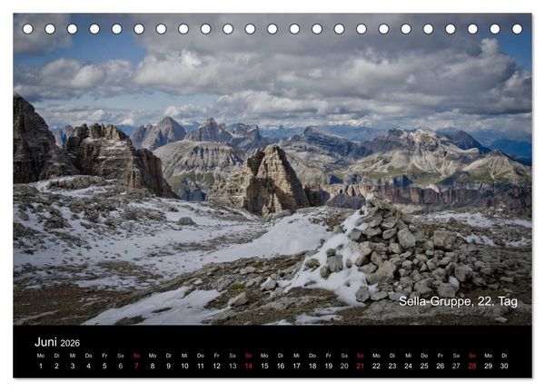 Produktbild: TransAlp - zu Fu&szlig; &uuml;ber die Alpen von M&uuml;nchen nach Venedig (Tischkalender 2026 DIN A5 quer), CALVENDO Monatskalender