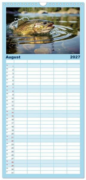 Produktbild: Familienplaner 2027 - Forellen im Fluss mit 5 Spalten (Wandkalender, 21 x 45 cm) CALVENDO