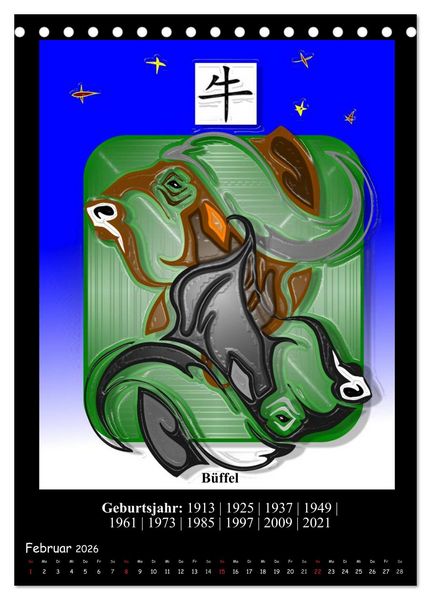 Produktbild: Chinesisches Horoskop (Tischkalender 2026 DIN A5 hoch), CALVENDO Monatskalender