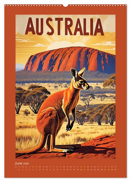 Produktbild: World Travel Posters - Nostalgic Trip Around the Globe (Wall Calendar 2026 DIN A2 portrait), CALVENDO 12 Month Wall Calendar