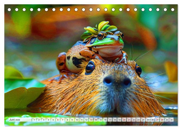 Produktbild: Capybaras im Alltag - Ein Jahr voller Abenteuer (Tischkalender 2026 DIN A5 quer), CALVENDO Monatskalender