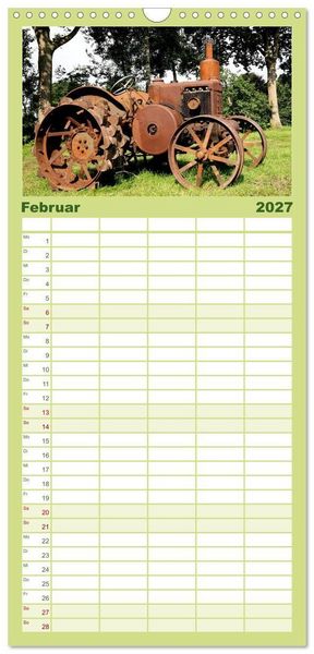 Produktbild: Familienplaner 2027 - Rostige alte Traktoren mit 5 Spalten (Wandkalender, 21 x 45 cm) CALVENDO