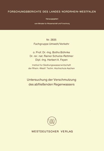 Produktbild: Untersuchung der Verschmutzung des abflie&szlig;enden Regenwassers