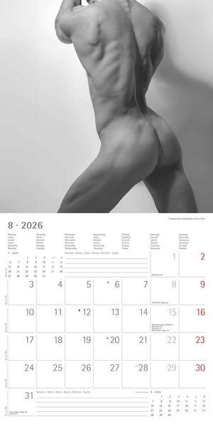 Produktbild: Masculine 2026 - Broschürenkalender 30x30 cm (30x60 geöffnet) - Kalender mit Platz für Notizen - Maskulin - Bildkalender - Wandplaner - Erotikkalender