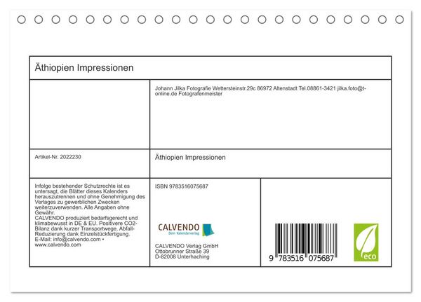Produktbild: &Auml;thiopien Impressionen (Tischkalender 2026 DIN A5 quer), CALVENDO Monatskalender