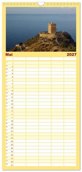 Produktbild: Familienplaner 2027 - Reisen ans Meer mit 5 Spalten (Wandkalender, 21 x 45 cm) CALVENDO