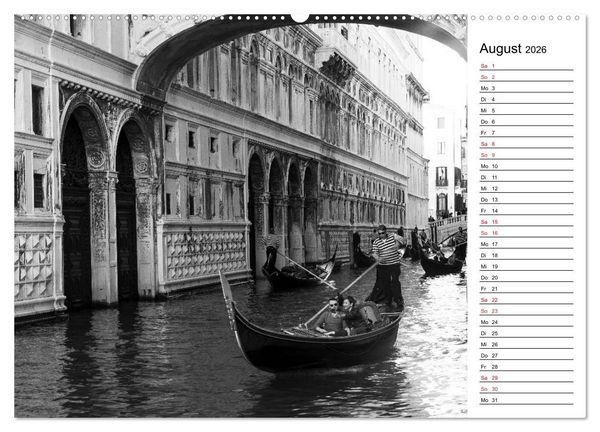 Produktbild: Venedig schwarz-wei&szlig; (Wandkalender 2026 DIN A2 quer), CALVENDO Monatskalender