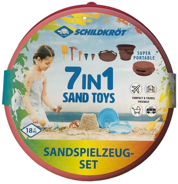 Produktbild: Schildkr&ouml;t Funsports - 7in1 Sand Toys Falteimer Set - rot