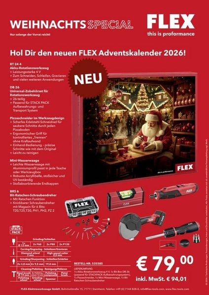 FLEX Adventskalender 2026 inkl. Akku-Rotationswerkzeug