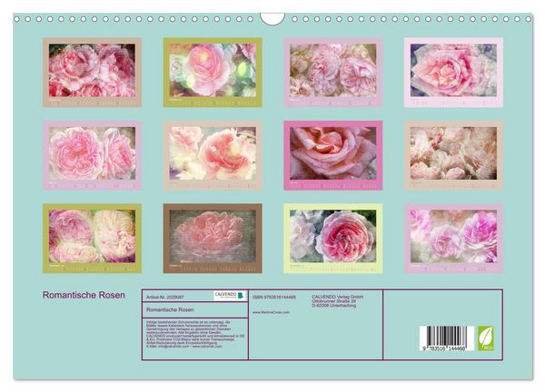 Produktbild: Romantische Rosen (Wandkalender 2026 DIN A3 quer), CALVENDO Monatskalender