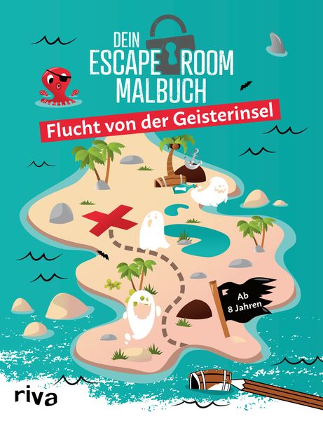 Dein Escape-Room-Malbuch – Flucht von der Geisterinsel, Taschenbuch von Emma Hegemann, Riva, 978-3-7423-2016-2