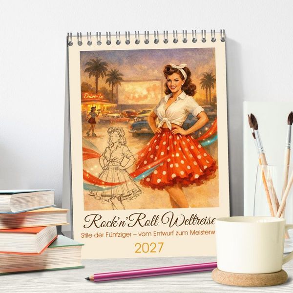 Produktbild: Rock'n'Roll Weltreise (Tischkalender 2027 DIN A5 hoch), CALVENDO Monatskalender