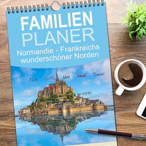 Produktbild: Familienplaner 2026 - Normandie - Frankreichs wundersch&ouml;ner Norden mit 5 Spalten (Wandkalender, 21 x 45 cm) CALVENDO