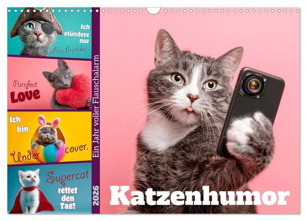Produktbild: Katzenhumor - Ein Jahr voller Flauschalarm (Wandkalender 2026 DIN A3 quer), CALVENDO Monatskalender