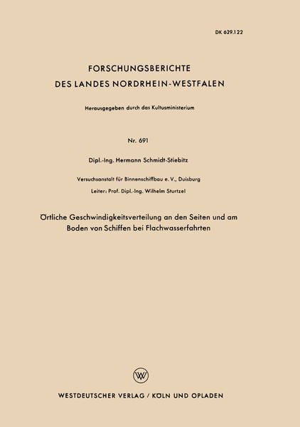 Produktbild: &Ouml;rtliche Geschwindigkeitsverteilung an den Seiten und am Boden von Schiffen bei Flachwasserfahrten