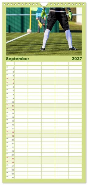 Produktbild: Familienplaner 2027 - Fu&szlig;ball - pure Leidenschaft mit 5 Spalten (Wandkalender, 21 x 45 cm) CALVENDO