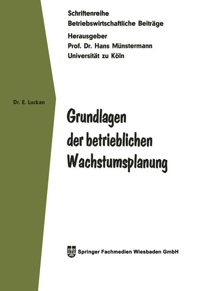 Produktbild: Grundlagen der betrieblichen Wachstumsplanung
