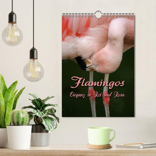 Produktbild: Flamingos - Eleganz in Rot und Rosa (Wandkalender 2026 DIN A4 hoch), CALVENDO Monatskalender