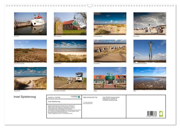 Produktbild: Insel Spiekeroog (Wandkalender 2026 DIN A2 quer), CALVENDO Monatskalender