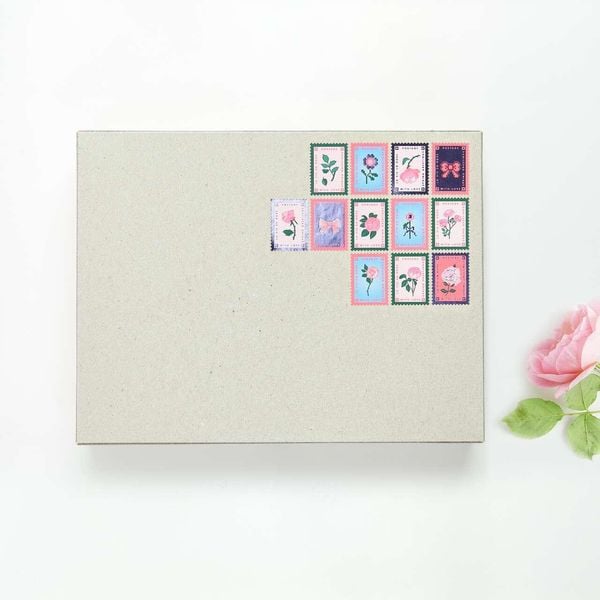 Produktbild: Mini Sticker La vie en Rose, Briefmarken MIX, 120 Stk