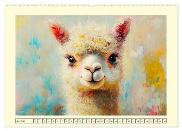 Produktbild: Alpakas. Entz&uuml;ckende Paintings in duftigen Farben (Wandkalender 2026 DIN A2 quer), CALVENDO Monatskalender