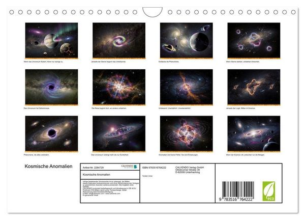 Produktbild: Kosmische Anomalien (Wandkalender 2027 DIN A4 quer), CALVENDO Monatskalender