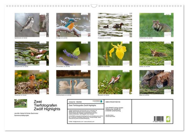Produktbild: Zwei Tierfotografen Zw&ouml;lf Highlights (Wandkalender 2026 DIN A2 quer), CALVENDO Monatskalender