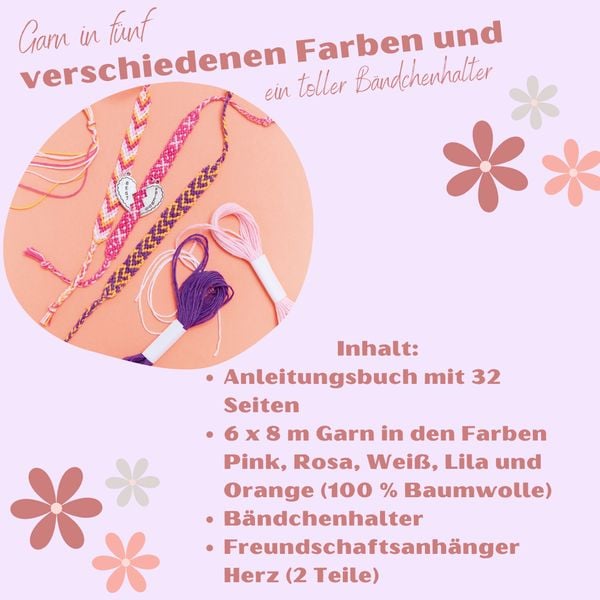 Produktbild: Kreativ-Set Zuckers&uuml;&szlig;e Freundschaftsb&auml;nder. Mit Anleitungsbuch und Material