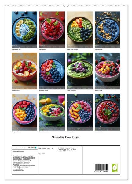 Produktbild: Smoothie Bowl Bliss (High Quality Premium Wall Calendar 2026 DIN A2 portrait),CALVENDO 12 Month Wall Calendar