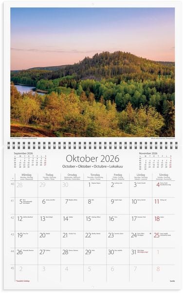 Produktbild: Burde Wandkalender Schweden mit Kuvert 2026