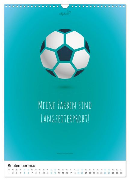 Produktbild: vollgeherzt: Der lustige Zitate-Wandkalender f&uuml;r Fu&szlig;ballfans und Sportbegeisterte! (Wandkalender 2026 DIN A3 hoch), CALVENDO Monatskalender