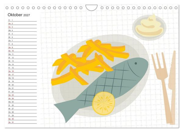 Produktbild: Fast Food Illustration (Wandkalender 2027 DIN A4 quer), CALVENDO Monatskalender