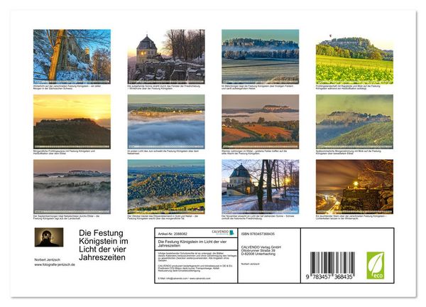 Produktbild: Die Festung K&ouml;nigstein im Licht der vier Jahreszeiten (Wandkalender 2026 DIN A4 quer), CALVENDO Monatskalender