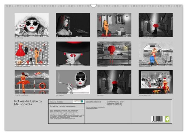 Produktbild: Rot wie die Liebe by Mausopardia (Wandkalender 2026 DIN A2 quer), CALVENDO Monatskalender