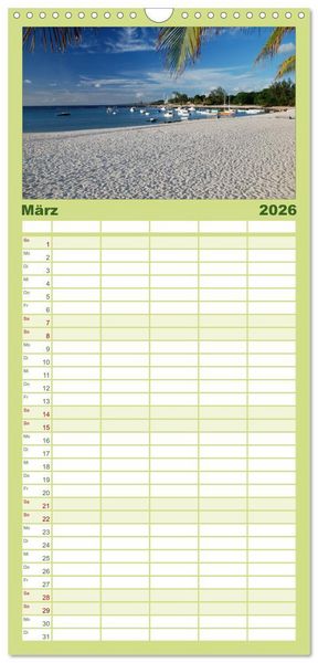 Produktbild: Familienplaner 2026 - Mauritius mit 5 Spalten (Wandkalender, 21 x 45 cm) CALVENDO