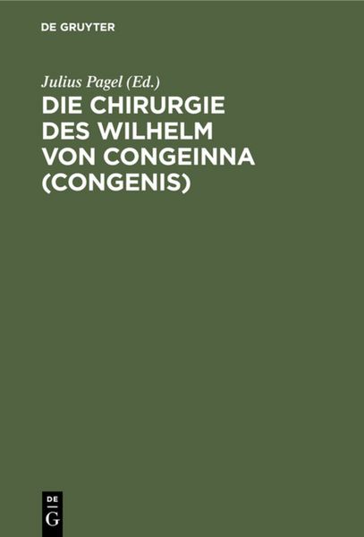 Produktbild: Die Chirurgie des Wilhelm von Congeinna (Congenis)