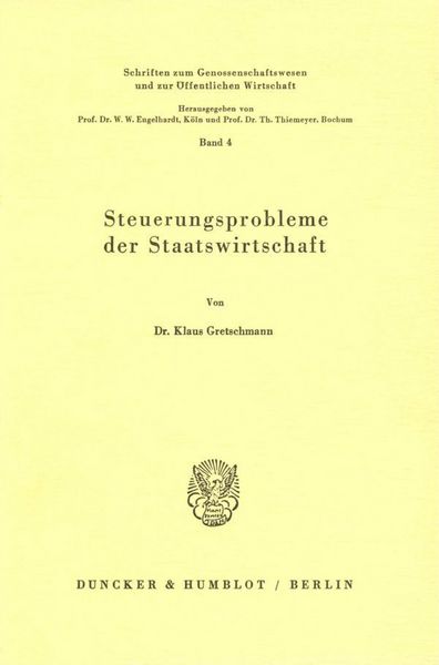 Produktbild: Steuerungsprobleme der Staatswirtschaft.