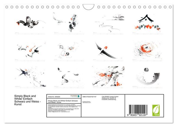 Produktbild: Simply Black and White/ Einfach Schwarz und Weiss - Kunst (Wandkalender 2026 DIN A4 quer), CALVENDO Monatskalender