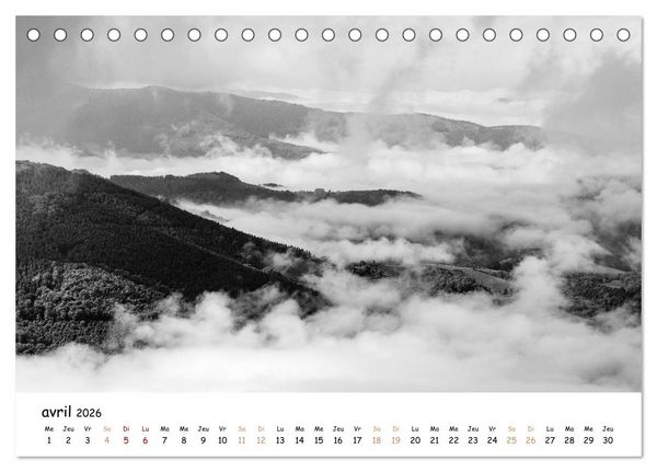 Produktbild: Terres de contraste &ndash; Une ann&eacute;e en monochrome (Calendrier de bureau 2026 DIN A5 vertical), CALVENDO calendrier mensuel